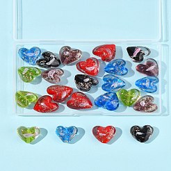 24Pcs 5 Colors Luminous Handmade Gold Sand Lampwork Beads&nbsp;FOIL-FS0001-02