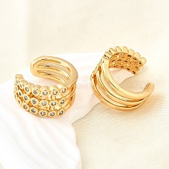 Brass Micro Pave Clear Cubic Zirconia Cuff Earrings&nbsp;EJEW-F370-38B-G
