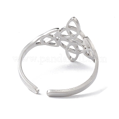 Non-Tarnish Sailor's Knot 304 Stainless Steel Hollow Open Cuff Ring for Women&nbsp;LS-RJEW-E073-03P