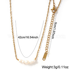Five Natural Pearl Potato Beaded Pendant 314 Stainless Steel Cable Chain Necklaces for Women&nbsp;ZS8257