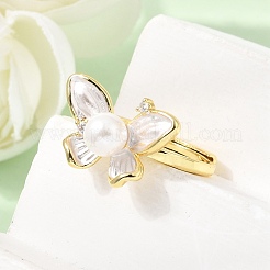 Adjustable Brass Micro Pave Cubic Zirconia Enamel Finger Rings&nbsp;CU-CBABA66-07A-G