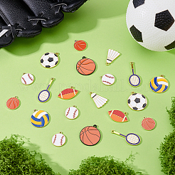 64Pcs 8 Styles Sports Goods Theme Alloy Enamel Pendants&nbsp;ENAM-ME0001-19