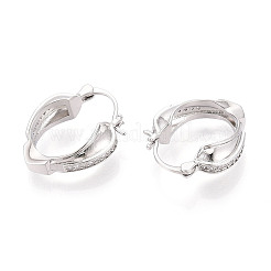 Brass Micro Pave Cubic Zirconia Heart Hoop Earrings&nbsp;EJEW-T048-36P
