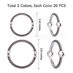 40Pcs 2 Styles Alloy Bead Ring Antique Fried Dough Twists Bead Ring Straight Hole Circle Bead Ring DIY Bracelet Accessories Materials&nbsp;JX593A