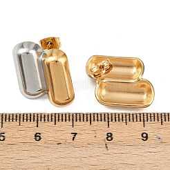 Two Tone Oval 304 Stainless Steel Stud Earrings&nbsp;EJEW-P332-01A