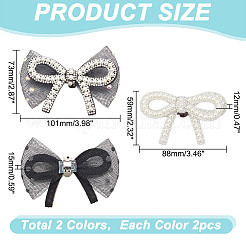 4Pcs 2 Styles Bowknot Polyester Rhinestone Shoe Decorations&nbsp;AJEW-HY0001-79