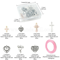 DIY Heart & Bowknot & Cross Alloy Pendant Decoration Making Kits&nbsp;DIY-FS0007-28