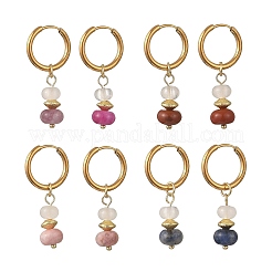 Natural White Jade & Pink Zebra & Red Jasper & Sodalite Beads Hoop Earring&nbsp;EJEW-JE07324