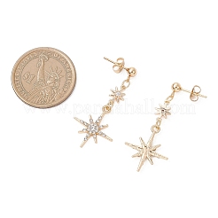 Brass Rhinestone Star Dangle Stud Earrings&nbsp;EJEW-JE06824