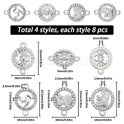 32Pcs 4 Styles Alloy Crystal Rhinestone Connector Charms&nbsp;FIND-SC0007-40
