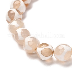Tibetan Style Turtle Back Pattern dZi Natural Tibetan Agate Stretch Bracelet for Men Women&nbsp;BJEW-JB06716