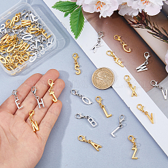 208Pcs 2 Colors Alloy Letter A~Z Pendant Decorations&nbsp;HJEW-FH00304