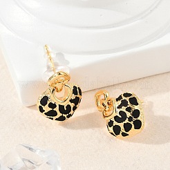Brass Enamel Stud Earrings&nbsp;EJEW-P301-03G