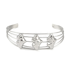 Non-Tarnish 304 Stainless Steel Hollow Open Cuff Bangles&nbsp;BJEW-Q348-03P-01