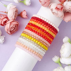15Pcs 15 Styles Faceted Rondelle Glass Beaded Stretch Bracelet Sets&nbsp;BJEW-JB10837