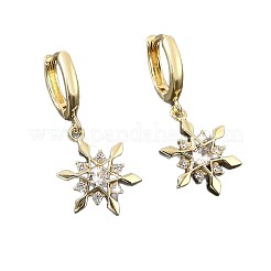 Brass Micro Pave Cubic Zirconia Snowflake Hoop Dangle Earrings for Women&nbsp;WGD9903-01