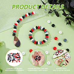 2Bags 80Pcs Rondelle Food Grade Eco-Friendly Silicone Focal Beads&nbsp;SIL-DC0001-69A