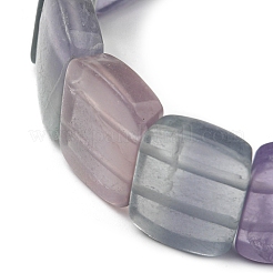 Natural Fluorite Rectangle Beaded Stretch Bracelet for Women&nbsp;BJEW-M297-B01