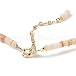 Natural Tiger Eye Beads Charm Necklace with Natural Shell & Pearl Beaded Chains&nbsp;NJEW-K251-01