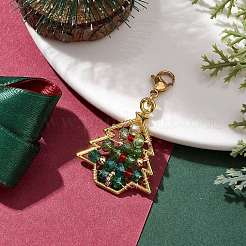 Christmas Tree Glass & Alloy Pendant Decorations&nbsp;HJEW-TA00188