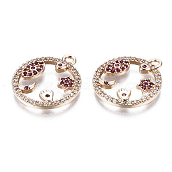 Brass Micro Pave Cubic Zirconia Pendants&nbsp;KK-S359-132B-RS