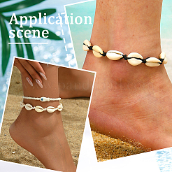 4Pcs 2 Colors Natural Shell & Synthetic Turquoise Braided Bead Bracelet for Women&nbsp;BJEW-PA0001-01