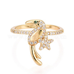 Brass Micro Pave Cubic Zirconia Cuff Rings for Women&nbsp;KK-T071-60G