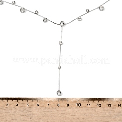 304 Stainless SteelPave Clear Cubic Zirconia Flat Round Link Chain Y Necklaces&nbsp;LS-NJEW-Z088-01P