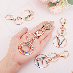 4Pcs 4 Styles Alloy Colorful Rhinestone Keychain&nbsp;KEYC-WR0001-27