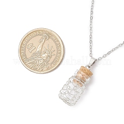 Copper Wire Wrapped Empty Glass Bottle Pendant 304 Stainless Steel Cable Chain Necklaces for Women Men&nbsp;NJEW-JN05275