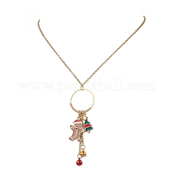 Christmas Alloy Enamel Gingerbread Man Pendant Necklace & Dangle Earrings Sets&nbsp;SJEW-JS01343