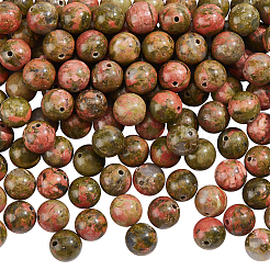 Natural Unakite Round Beads Strands&nbsp;G-NB0004-87B