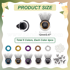 20Pcs 5 Colors Glitter Plastic Doll Craft Eyes with Eyelashes&nbsp;AJEW-PH0011-77