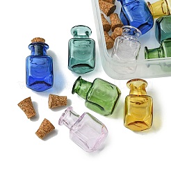 10Pcs 5 Colors Square Glass Cork Bottles Ornament&nbsp;GLAA-FS0001-72