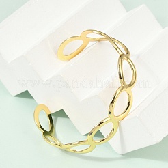 Hollow Out 304 Stainless Steel Cuff Bangles for Women&nbsp;BJEW-Z097-05G