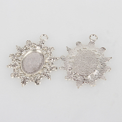 Vintage Tibetan Style Alloy Flower Pendant Cabochon Bezel Settings&nbsp;TIBEP-O006-39AS