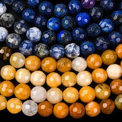 Chakra Theme Natural Red Rainbow Jasper & Yellow Aventurine & Tiger Eye & Green Aventurine & Blue Spot Stone & Lapis Lazuli & Amethyst Beads Strands&nbsp;G-F668-14-6mm