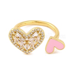 Brass Micro Pave Clear Cubic Zirconia Open Cuff Rings&nbsp;RJEW-U009-04B-G