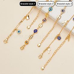 3Pcs 3 Style Butterfly & Cross & Enamel Evil Eye Charm Anklets Set&nbsp;AJEW-AN0001-06