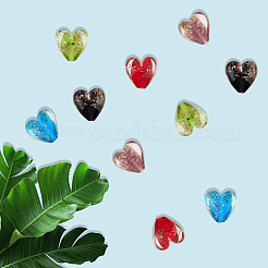 30Pcs 5 Colors Luminous Handmade Gold Sand Lampwork Beads&nbsp;FOIL-PA0001-03