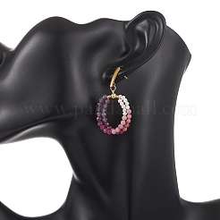 Natural Amethyst & Natural Rhodonite & Natural Ruby Faceted Round & Natural Cultured Freshwater Pearl Bead & 304 Stainless Steel Stud Dangle Earrings&nbsp;EJEW-JE07229-02