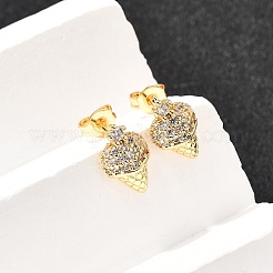 Ice Cream Brass Micro Pave Clear Cubic Zirconia Stud Earrings&nbsp;EJEW-A135-13G
