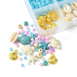 DIY Synthetic Turquoise & Seed Beads Bracelets Making Kits&nbsp;DIY-FS0007-01