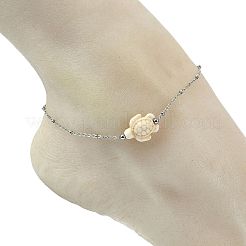 3Pcs 3 Styles Ocean Dyed Synthetic Turquoise Turtle Starfish & Round Natural White Shell Anklets&nbsp;AJEW-AN00803