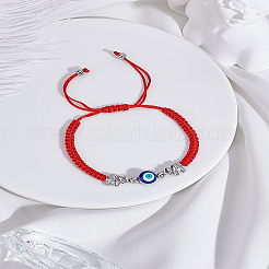 1Pc Lampwork Evil Eye Braided Bead Bracelet&nbsp;BJEW-LP0004-22