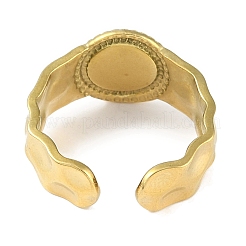 Ion Plating(IP) 304 Stainless Steel Enamel Flat Round Cuff Finger Rings&nbsp;RJEW-L107-061G-01
