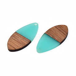 Transparent Resin & Walnut Wood Pendants&nbsp;RESI-N025-032-C04