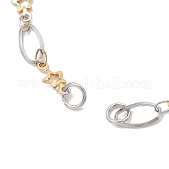 Two Tone 304 Stainless Steel Oval and Star Link Chain Bracelet Making&nbsp;AJEW-JB01486