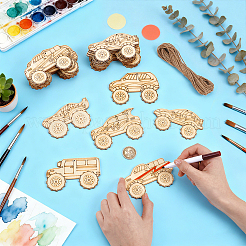 36Pcs 6 Styles Car Unfinished Blank Wooden Pendants Set for Painting Arts&nbsp;AJEW-WH0752-598