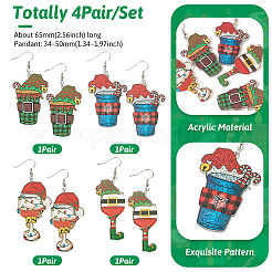 4Pair Christmas Iron Dangle Earrings for Women&nbsp;EJEW-TA00594